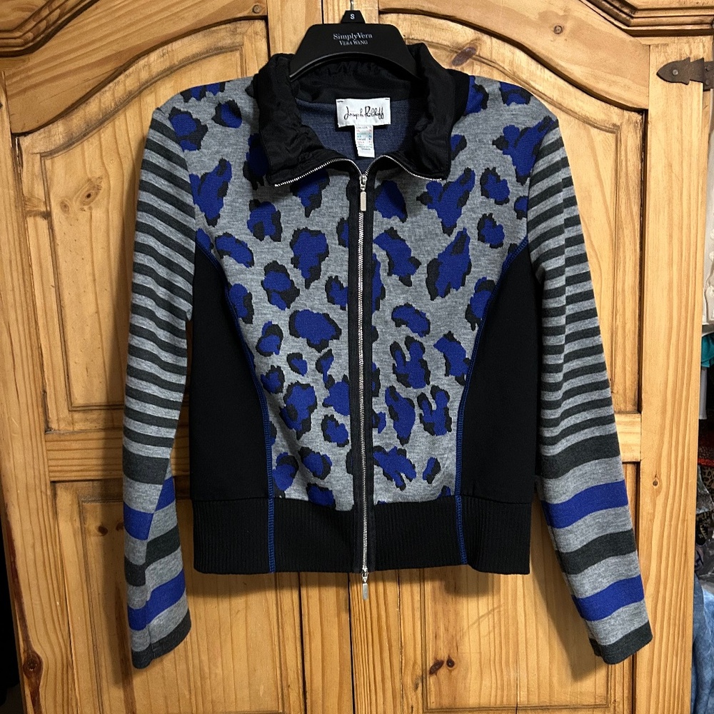 Blue Leopard Zip-Up Women's Jacket